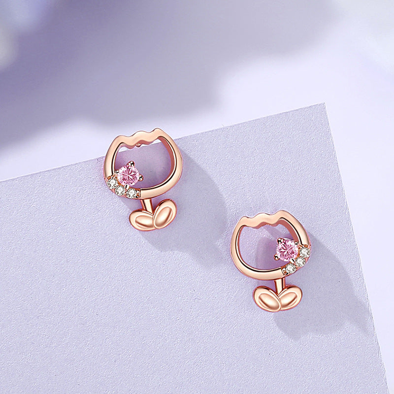Pendientes en forma de rosa de plata