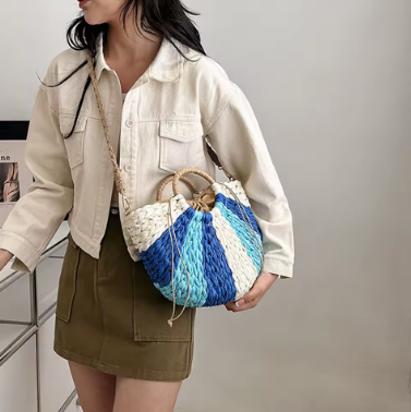 Bolso de paja media luna