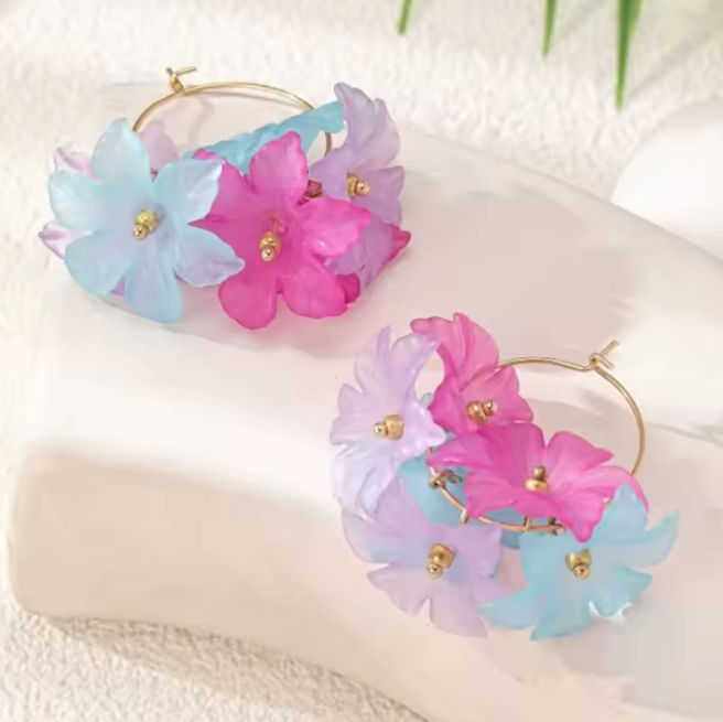 Pendientes de aro de flores