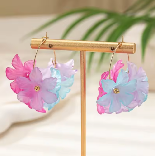 Pendientes de aro de flores