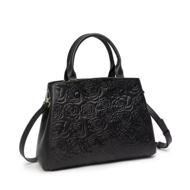 Bolso de cuero con diseño de flores