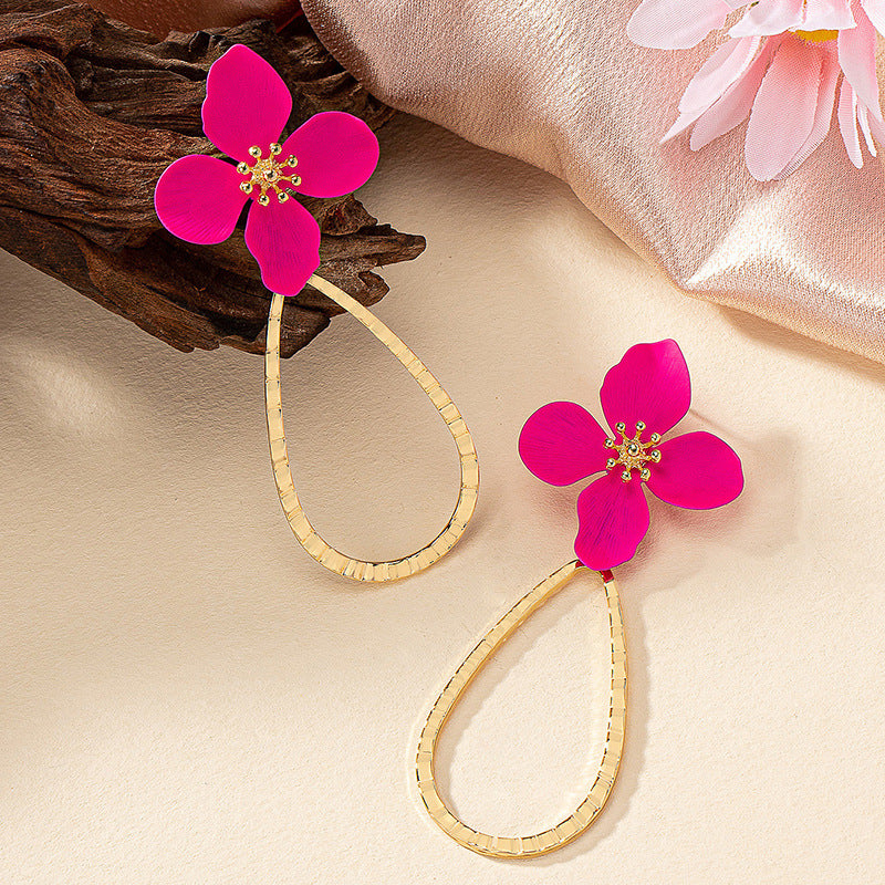 Pendientes de gota con flor